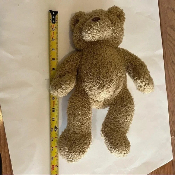 Build A Bear Workshop 15" Curly Tan Teddy Bear Black Leather Paws Retired 1997 - Picture 7 of 9